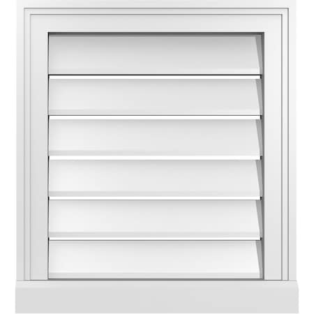 Vertical Surface Mount PVC Gable Vent: Functional, W/ 2W X 2P Brickmould Sill Frame, 18W X 20H